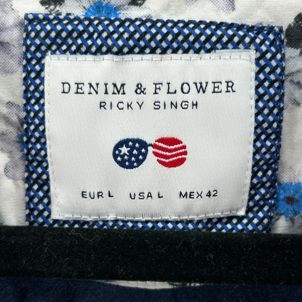 Denim & Flower Ricky Singh Short Sleeve Striped Casual Button Down L 4th of July